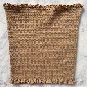 Tan strapless crop top